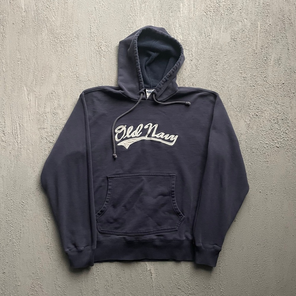 Vintage Old Navy Logo Hoodie Mens Large Navy Blue 90s